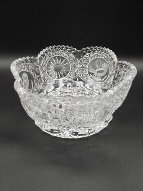 Vintage Hofbauer The Byrdes Collection Germany Cut Crystal Bowl Birds Flowers